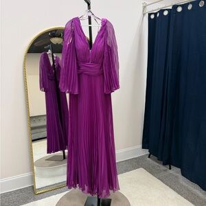 Elegant Long Sleeve Purple Evening Dress